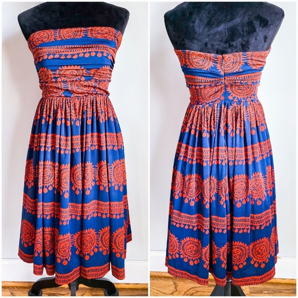 Anthropologie, Girls from Savoy Oxidized Medallions Strapless Sun Dress, Size XS - Picture 2 of 10